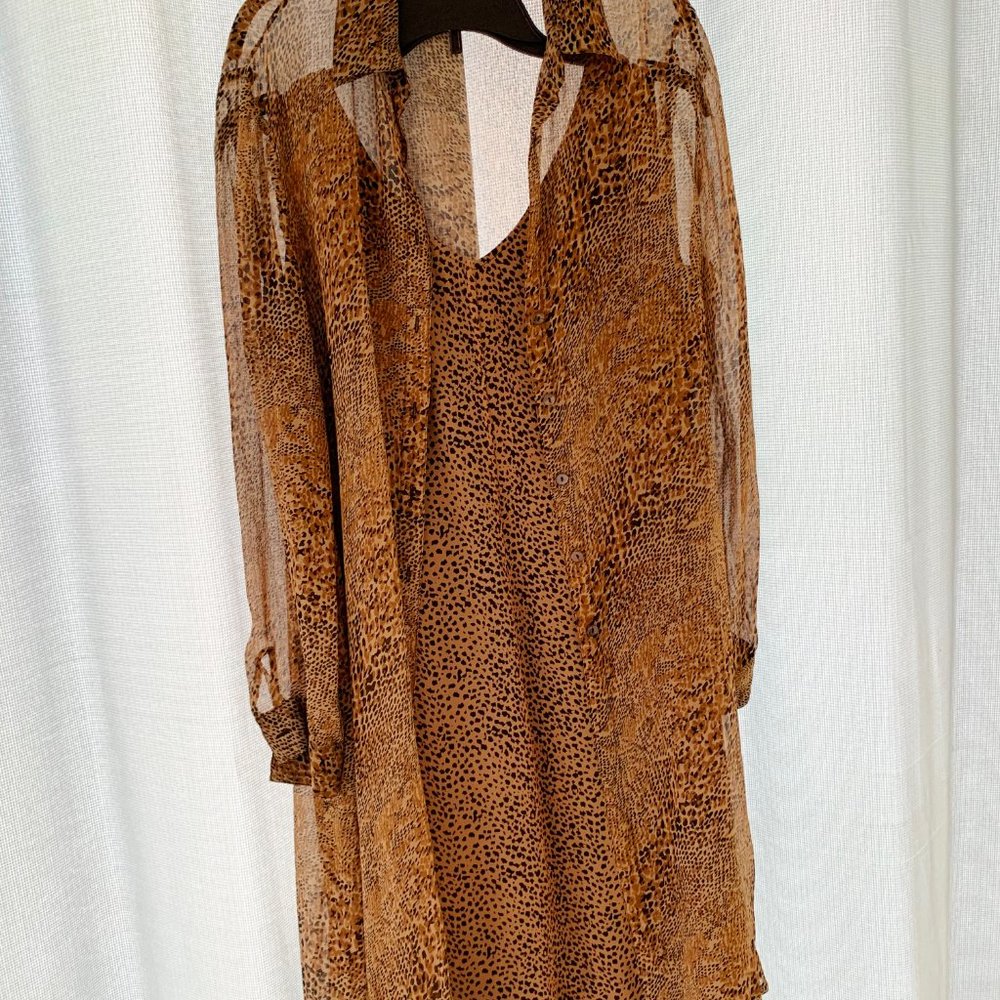Leopard Print Silk Dress and Duster